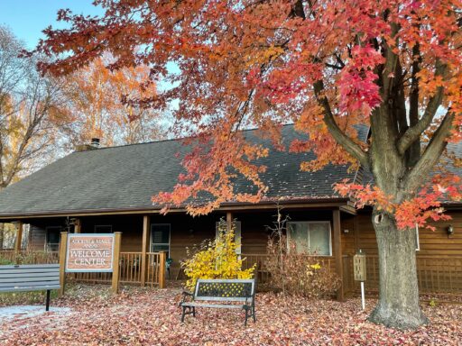 Ansay Welcome Center in fall at Harrington Beach State Park